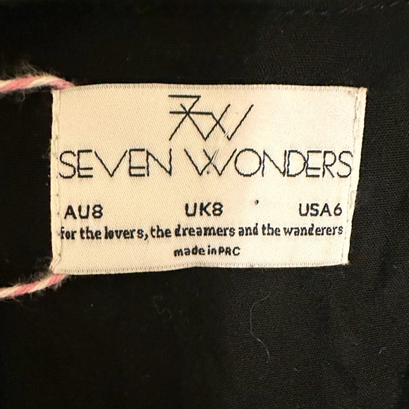 Seven Wonders Black White Spots Crop Top w Tie Wide Bell Sleeves Shirt Blouse 6 - Picture 13 of 16